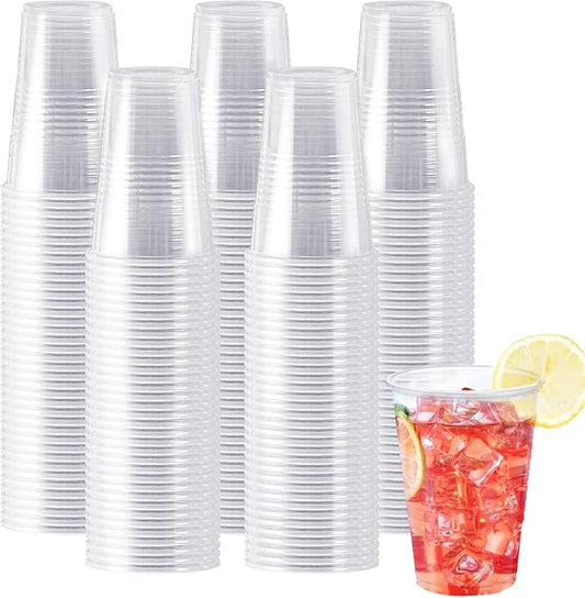 9 oz Plastic Cups, Clear Disposable Cups, Hot/Cold Party Drinking Cups, PP Clear Plastic Cups Bulk for Party, Picnic, BBQ, Wedding, Travel
